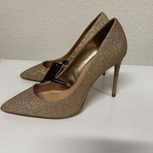 NWT Zara Heels Gold Sparkly 7 38 shoes 👠
